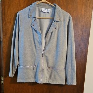 Gray Zip-Up Jacket, Active Woman, Sz 1X